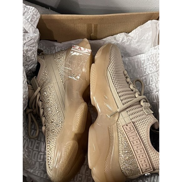 Steve Madden NYC Sneakers Women's  SZ 9.5 Beige Maxima Rhinestone Shoes - Picture 9 of 15